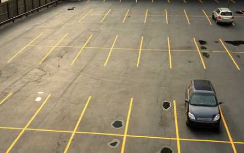 Asphalt parking lot cleaning