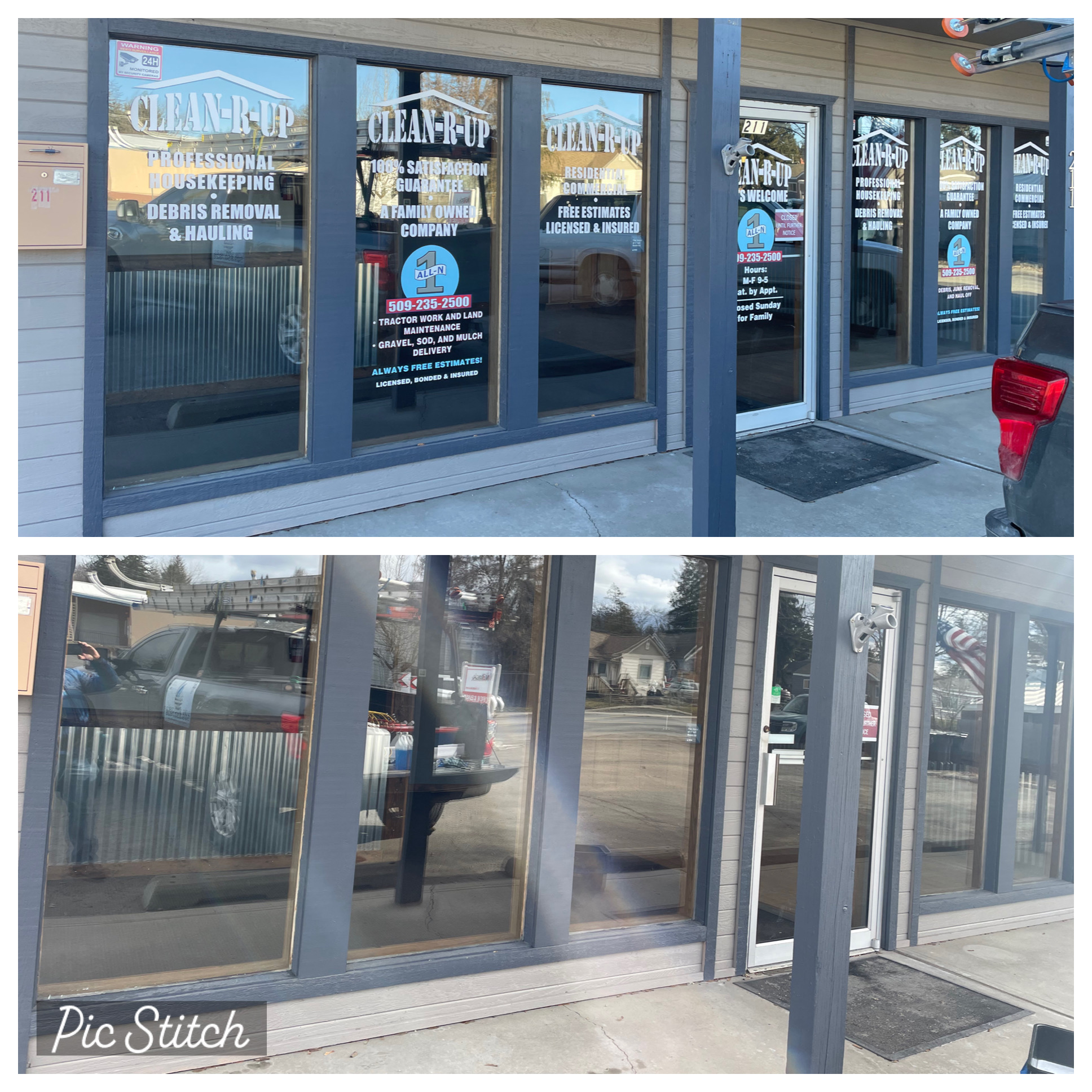 Sticker Removal Exterior Commercial Window Cleaning in Spokane WA 